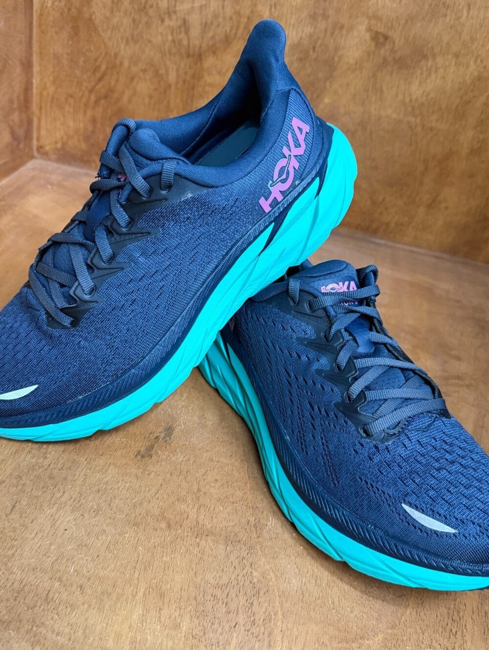 Hoka One One Clifton 8 Shoes Women Sz 8.5 Outer Space Atlantis Blue 1119394-OSAT